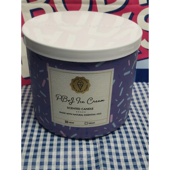 BBW PB&J Ice Cream Large 3 Wick Candle Home Fragrance Decor - Picture 1 of 2